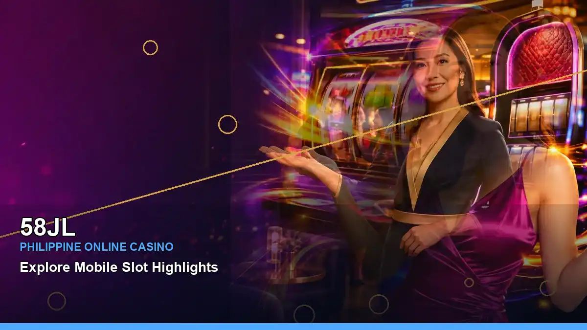 58JL VIP lounge rewards featuring an adult Filipina casino host in a refined casino setting