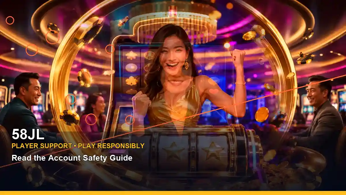 A mobile-friendly 58JL game scene featuring colourful reels and bonus-wheel play for Philippine adults aged 21 and above